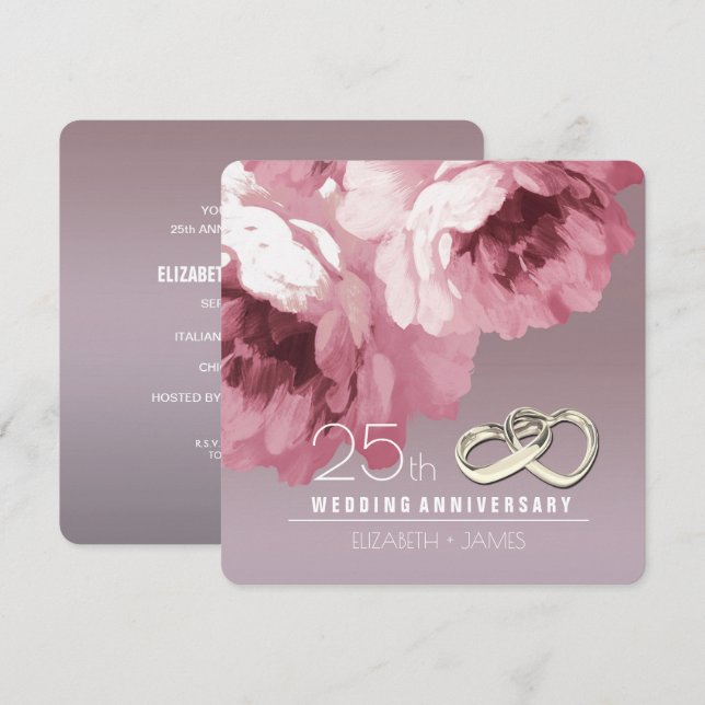 Invitations du 25e anniversaire du Mariage (Devant / Derrière)