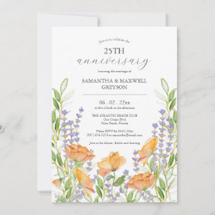 Invitations du 25e anniversaire du Mariage Floral
