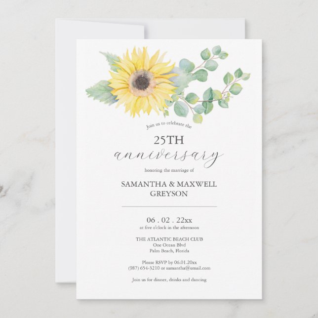 Invitations du 25e anniversaire du Mariage tournes (Devant)
