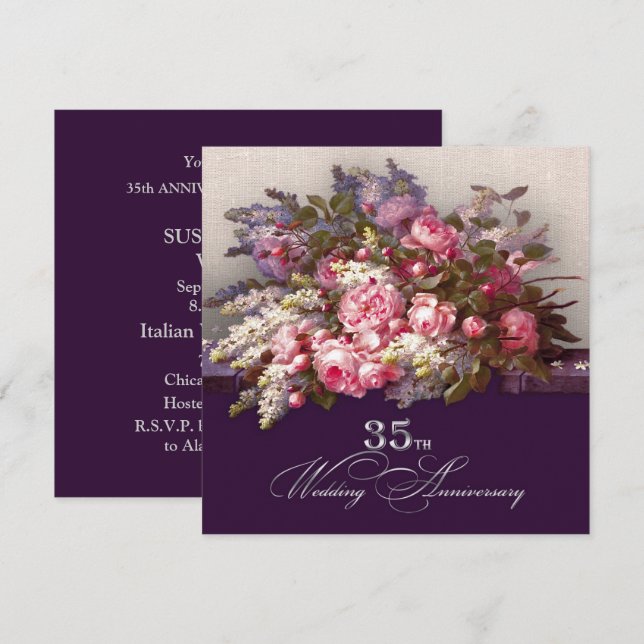 Invitations du 35e anniversaire du Mariage (Devant / Derrière)