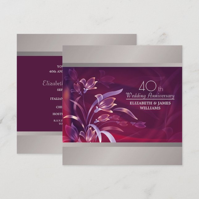 Invitations du 40e anniversaire du Mariage (Devant / Derrière)