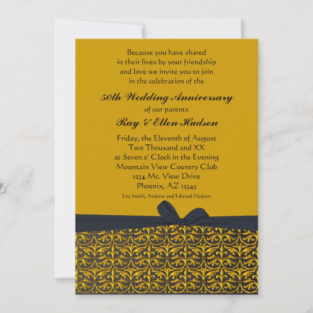 Invitations du 50e anniversaire de Black and Gold (Devant)