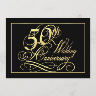 Invitations du 50e anniversaire de la fête - Or of