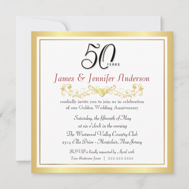 Invitations du 50e anniversaire du Mariage (Devant)