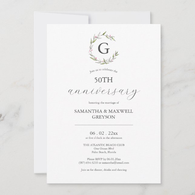 Invitations du 50e anniversaire du Mariage Botaniq (Devant)