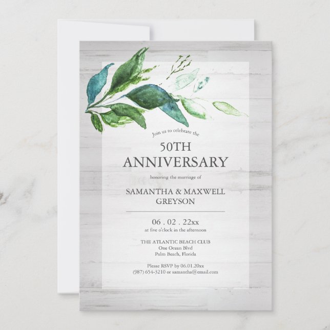 Invitations du 50e anniversaire du Mariage rustiqu (Devant)