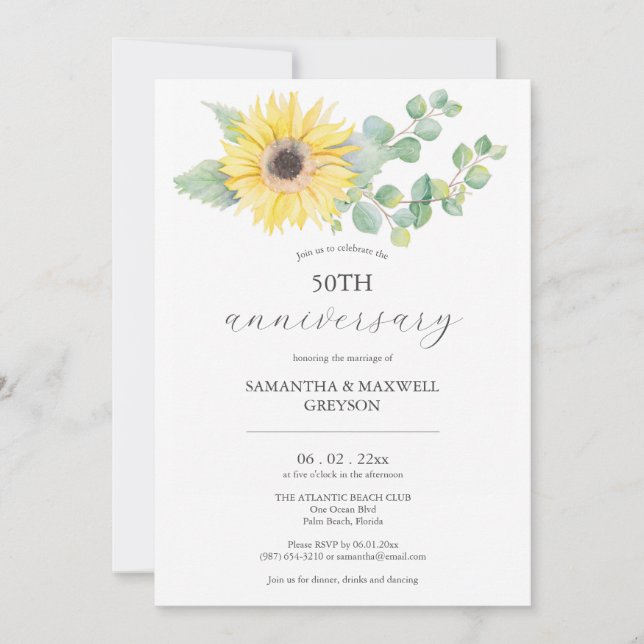 Invitations du 50e anniversaire du Mariage tournes (Devant)