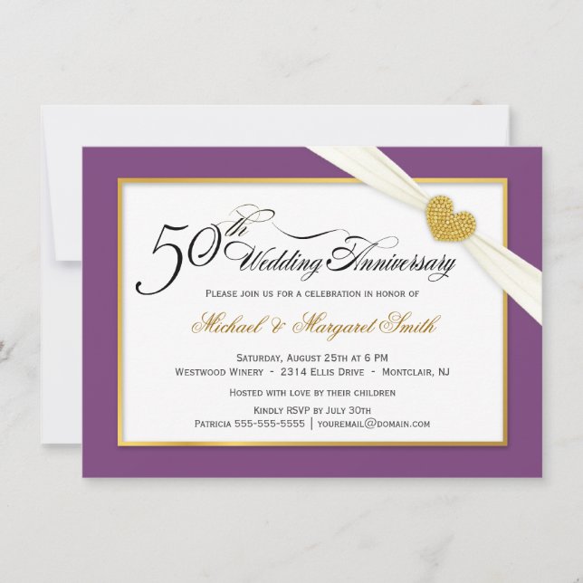 Invitations du 50e anniversaire du Mariage - viole (Devant)