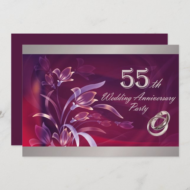 Invitations du 55e anniversaire du Mariage (Devant / Derrière)
