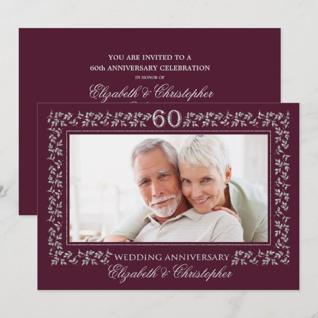 Invitations du 60e anniversaire du Mariage (Devant / Derrière)