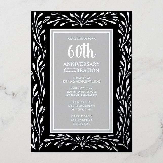 Invitations du 60e anniversaire du Mariage Black G (Recto)