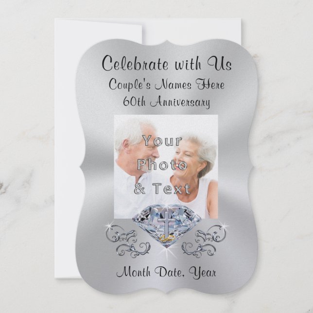 Invitations du 60e anniversaire du Mariage chrétie (Devant)
