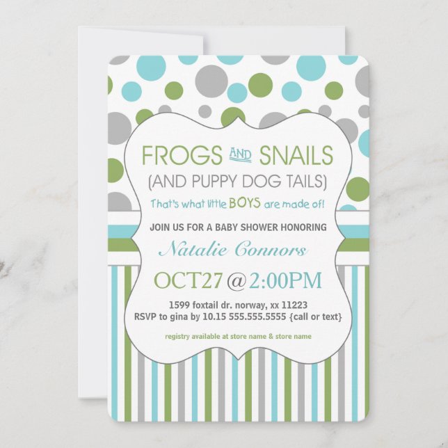 Invitations du Baby shower de l' des grenouilles e (Devant)