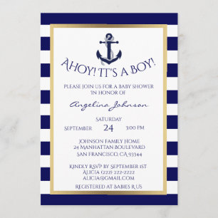 Invitations du Baby shower des JEUNES Bleus/Blancs