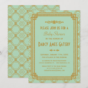 Invitations du Baby shower Mint Art Déco