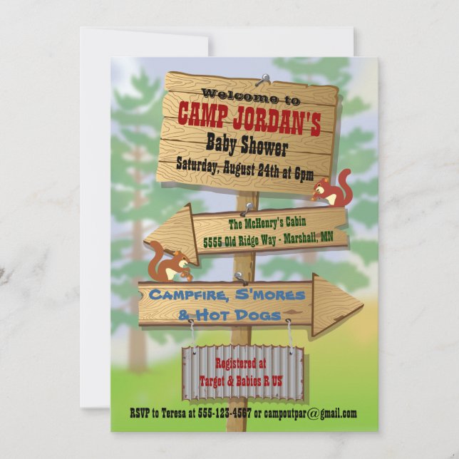 Invitations du Baby shower rustique Woodland (Devant)