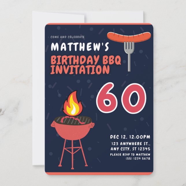 Invitations du barbecue de 60e anniversaire de Mat (Devant)