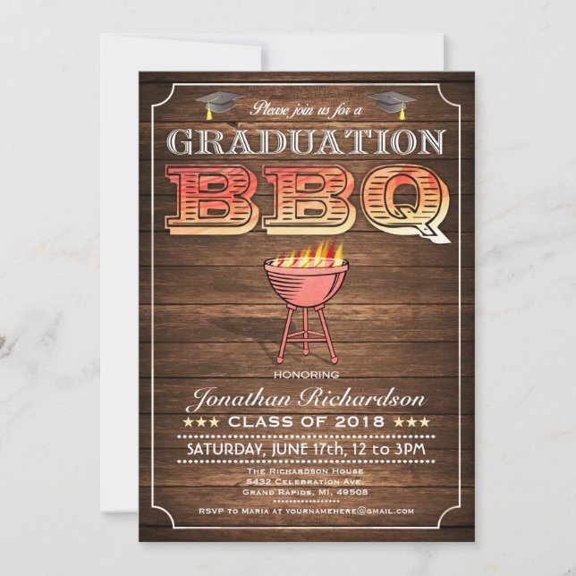Invitations du barbecue de fin d'études (Grill & W (Devant)