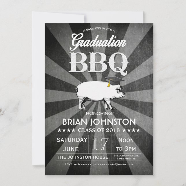 Invitations du barbecue de fin d'études (tableau d (Devant)