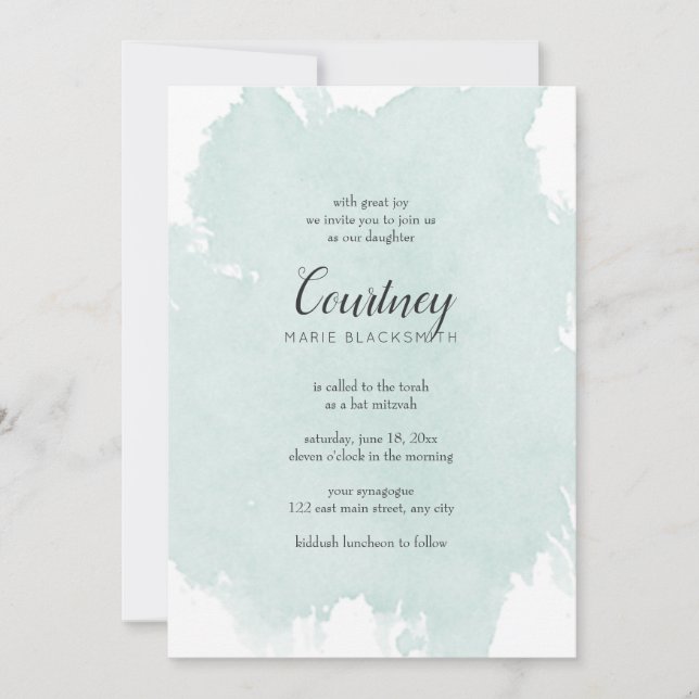 Invitations du Bat mitzvah de démarrage de l'aquar (Devant)
