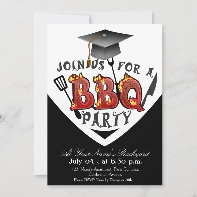 Invitations du BBQ Graduation (Devant)