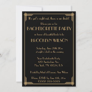 Invitations du Black Gatsby Art Déco Bachelorette 