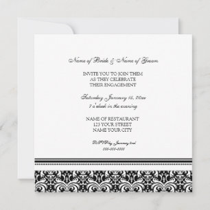 Invitations du Black White Damask Engagement Party