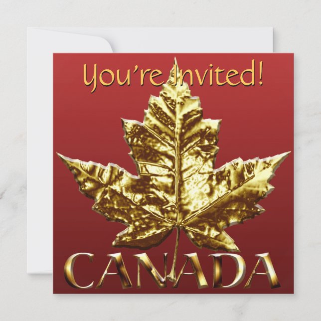 Invitations du Canada Personnalisé Gold Canada RSV (Devant)