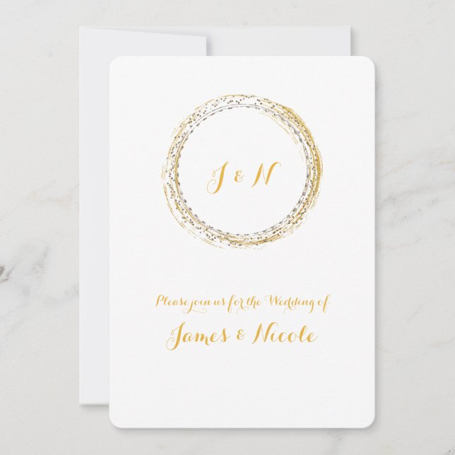 Invitations du cercle d'étincelles d'or blanc (Devant)