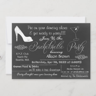 Invitations du Chalkboard Bachelorette Party