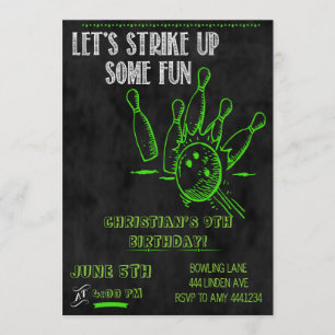 Invitations du Chalkboard Bowling Party