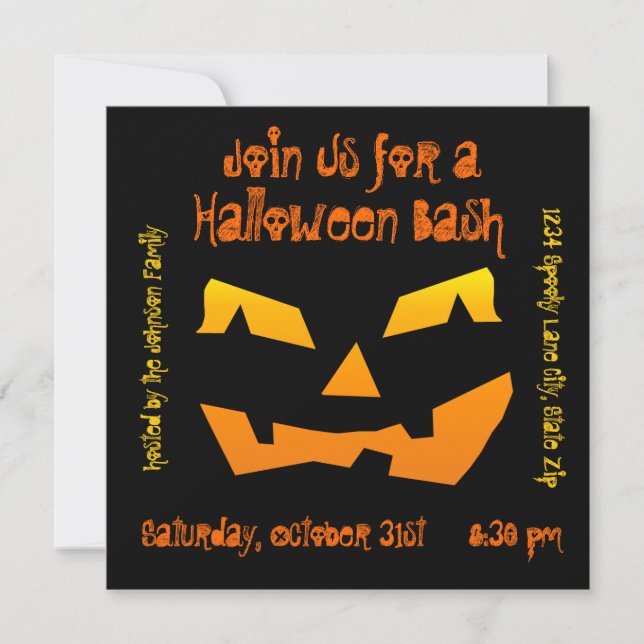 Invitations du Citrouille Jack-o'-lantern de la fê (Devant)