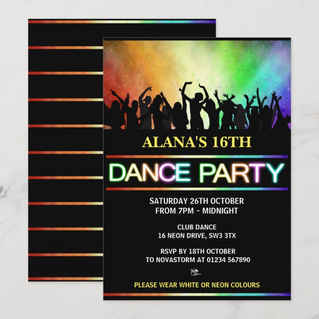 Invitations du Club Dance Party (Devant / Derrière)