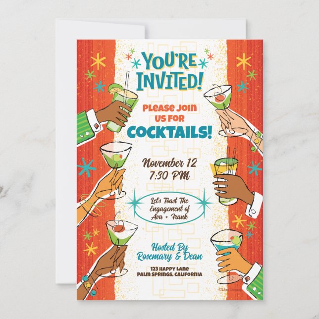 Invitations Du Cocktail Du Milieu Du Siècle (Devant)