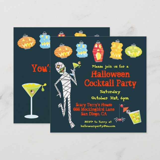 Invitations du Cocktail Halloween de maman (Devant / Derrière)