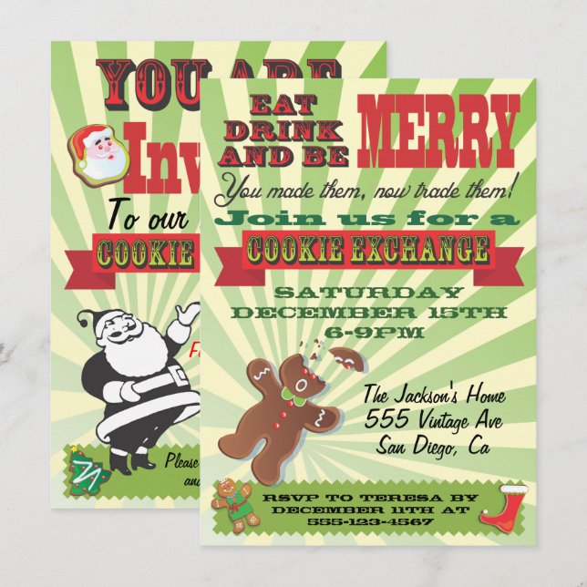 Invitations du Cookie Exchange Party (Devant / Derrière)