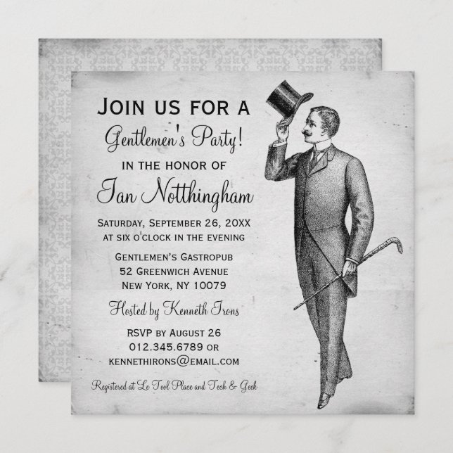 Invitations du Dapper Gentlemen's Party (Devant / Derrière)