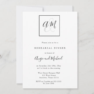 Invitations du dîner de répétition Monogramme mode