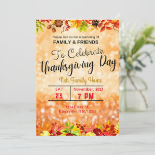 Invitations du dîner Thanksgiving modèle éditable