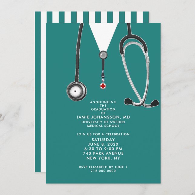 Invitations du Docteur Graduation (Devant / Derrière)