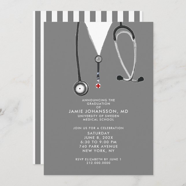 Invitations du Docteur Graduation (Devant / Derrière)