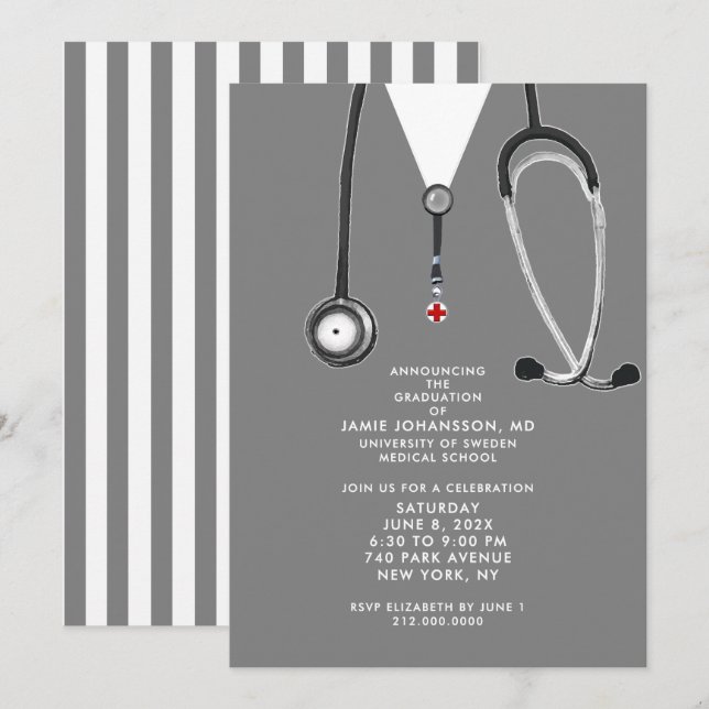 Invitations du Docteur Médicale School Graduation  (Devant / Derrière)