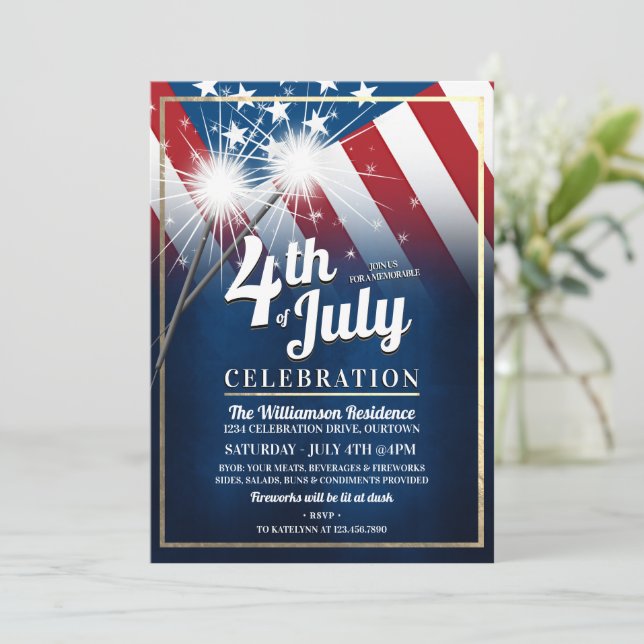 Invitations du drapeau américain 4 juillet du part (Debout devant)