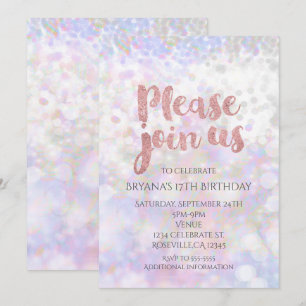 Invitations du Glam Party Pink Sparkle Iridescente