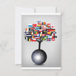 Invitations du globe terrestre avec drapeaux d'arb