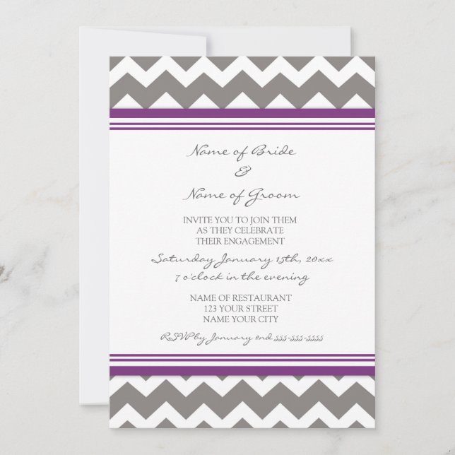Invitations du Gray Plum Chevron (Devant)
