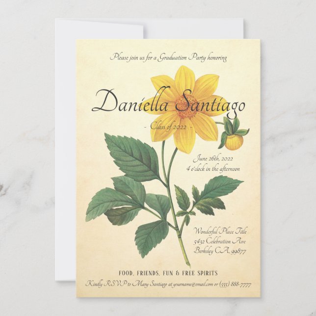Invitations du groupe de diplômés | Botanique vint (Devant)
