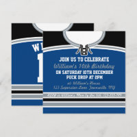 Invitations du Hockey Jersey à thème Modèle, Bleu