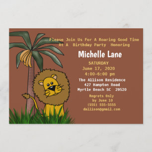 Invitations du Lion Jungle Anniversaire
