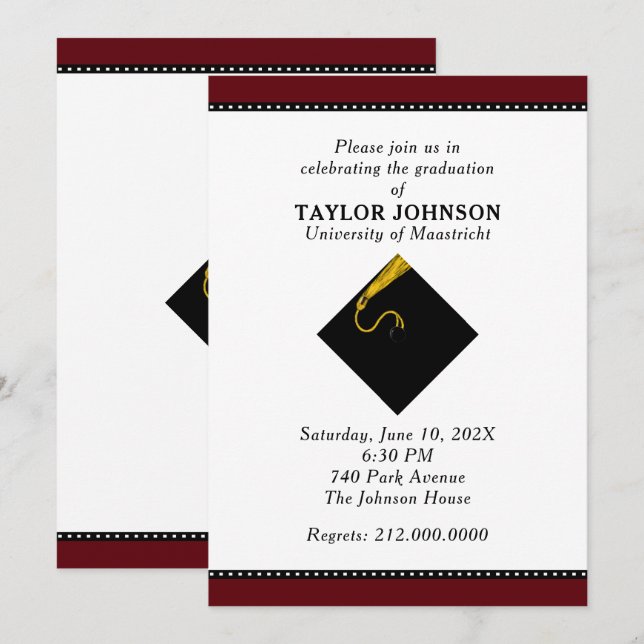 Invitations du Maroon Graduation Party (Devant / Derrière)